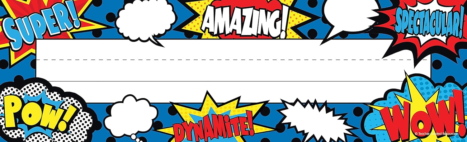 Desk Name Plate - Superhero Flat Name Plates for Classroom