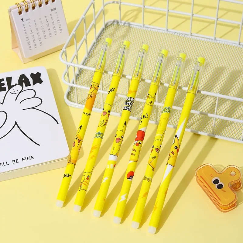 12Pcs Pokemon Pikachu Erasable - مراجعة Office Supply Office Stationery Items وسعره