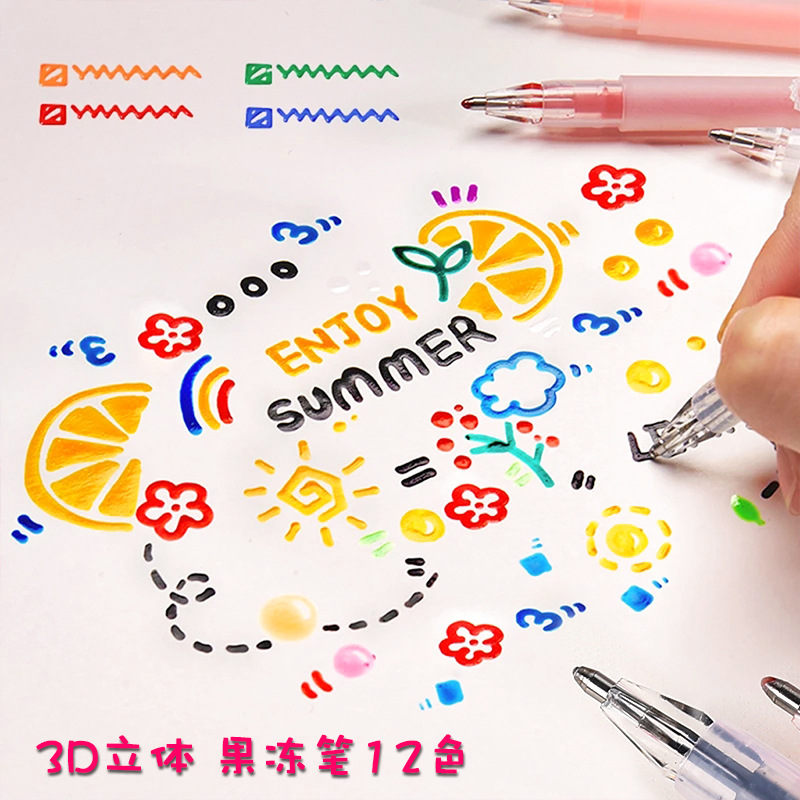 3D Three-dimensional Jelly Pen - مراجعة Gel Ink Pen Set وسعره