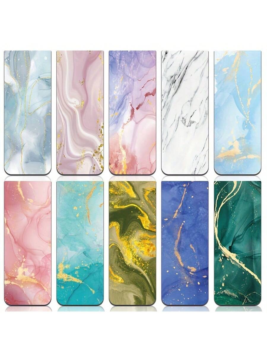 10pcs Assorted Marble Design M - مراجعة Bookmark Magnetic Clip وسعره