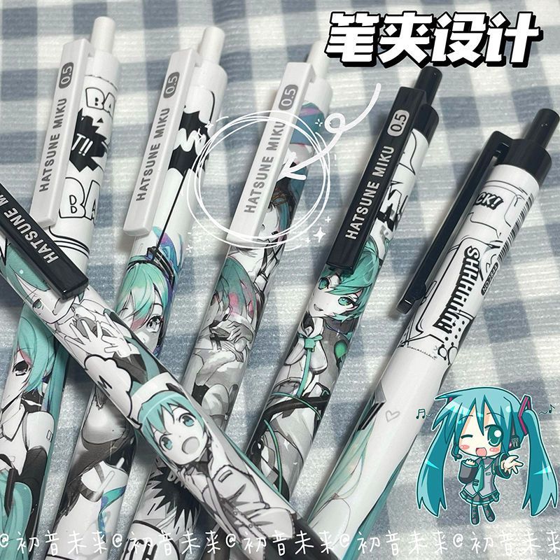 6Pcs/Set Hatsune Miku Black Ge - مراجعة Gel Ink Pen Set وسعره