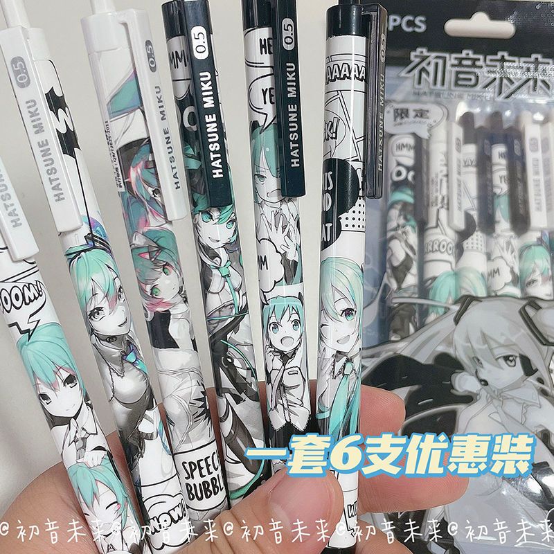 6Pcs/Set Hatsune Miku Black Ge - مراجعة Gel Ink Pen Set وسعره