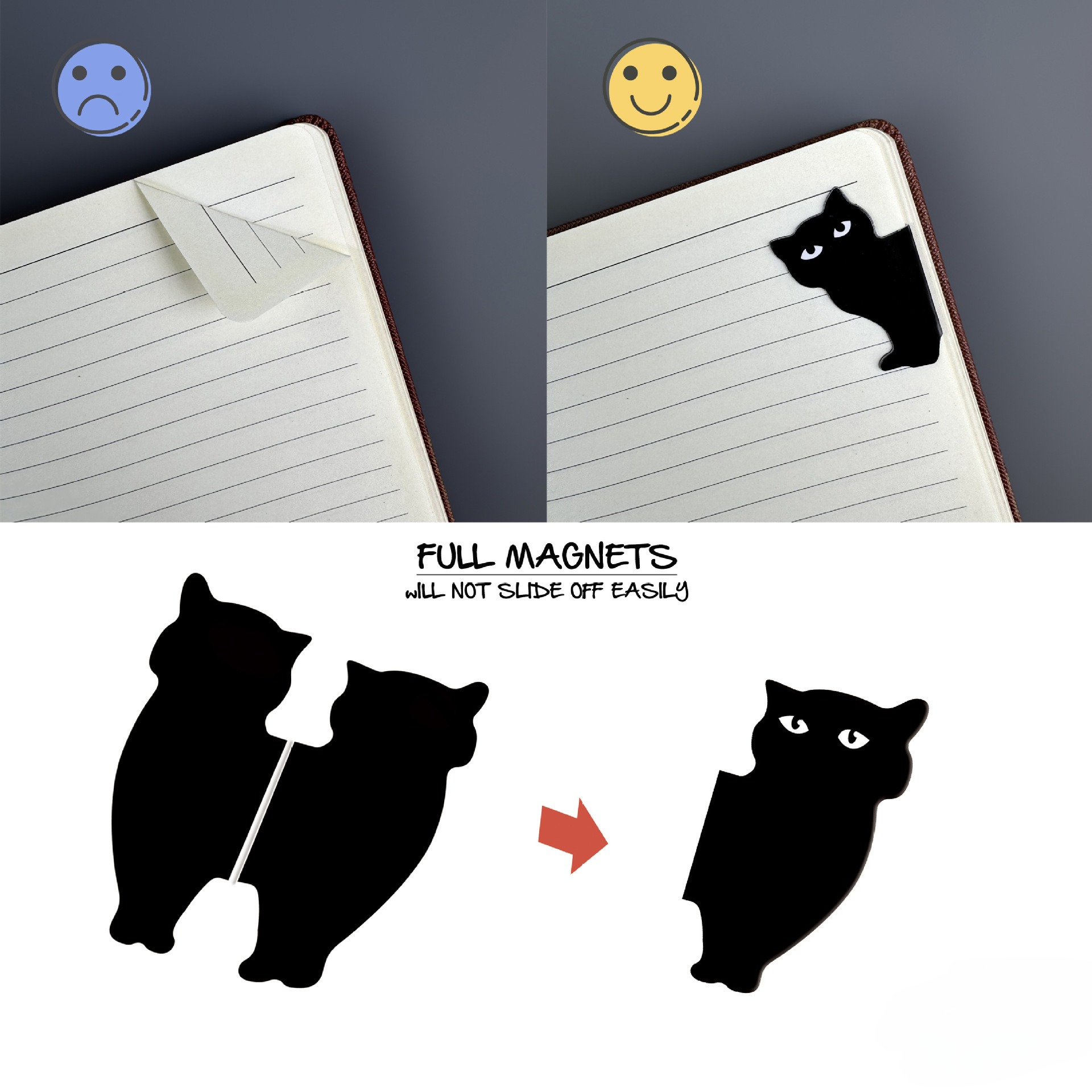Cute Black Cat Magnetic Bookma - مراجعة Bookmark Magnetic Clip وسعره