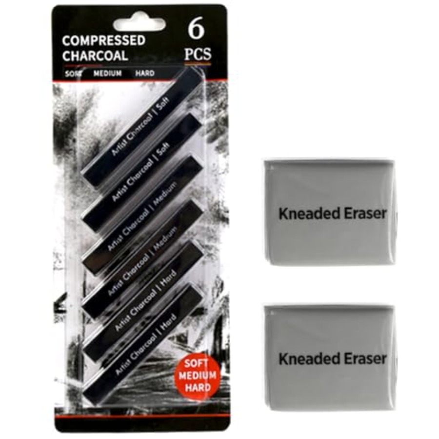 Compressed Charcoal Sticks 6 P - مراجعة Rubber Eraser Kneaded وسعره