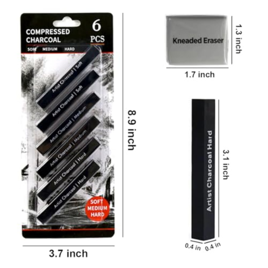 Compressed Charcoal Sticks 6 P - مراجعة Rubber Eraser Kneaded وسعره