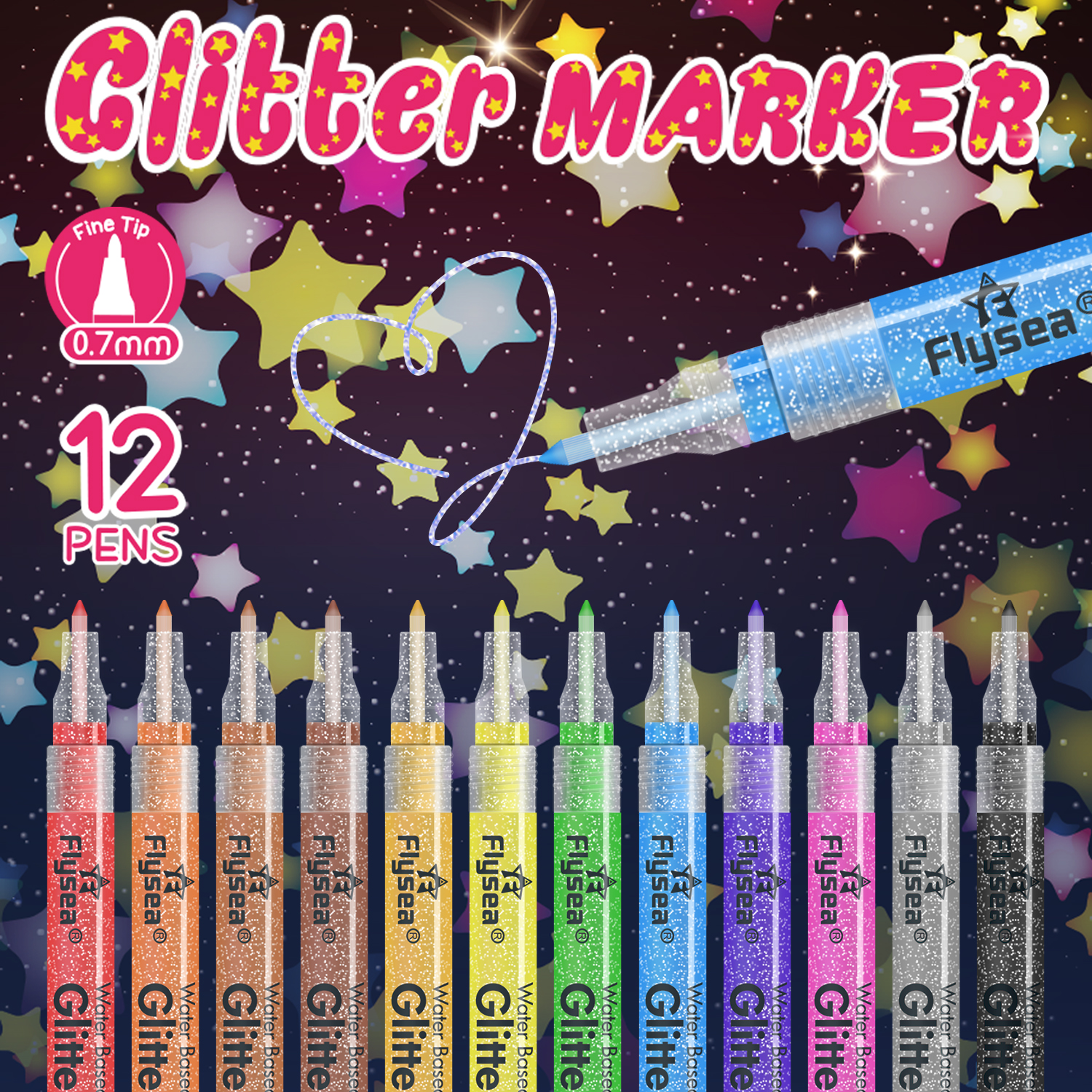 12 PCS Glitter Gel Pen Set wit - مراجعة Gel Ink Pen Set وسعره