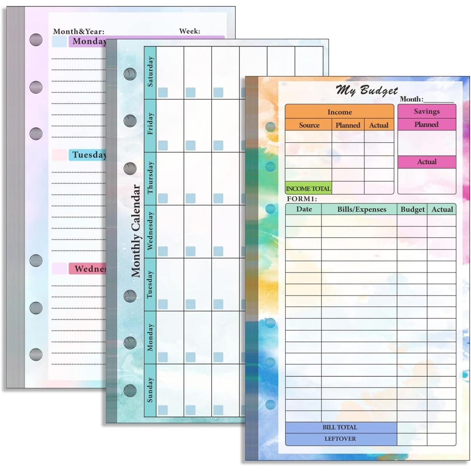 Set of 6-hole A6 binder refill - مراجعة Planner Weekly Budget وسعره