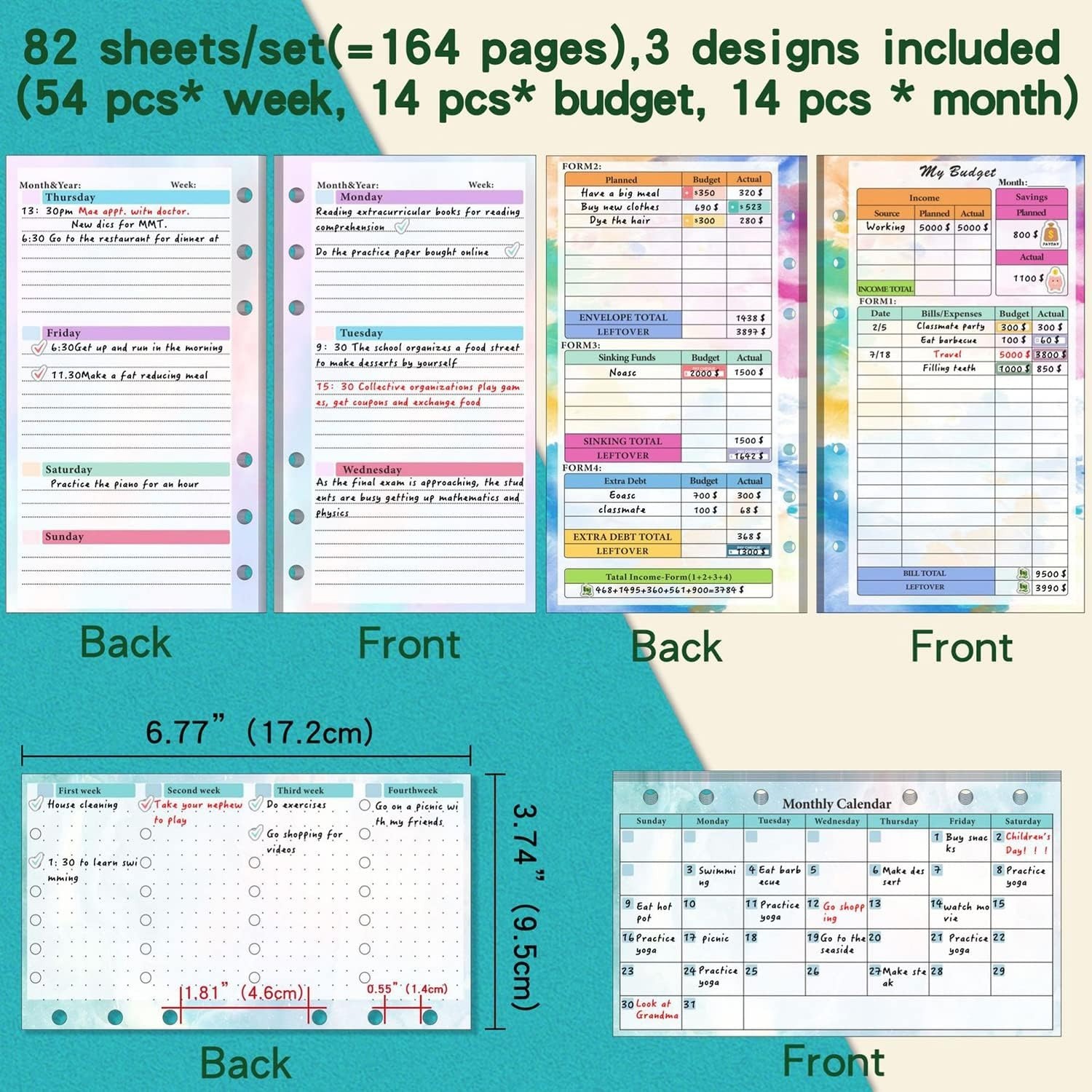 Set of 6-hole A6 binder refill - مراجعة Planner Weekly Budget وسعره
