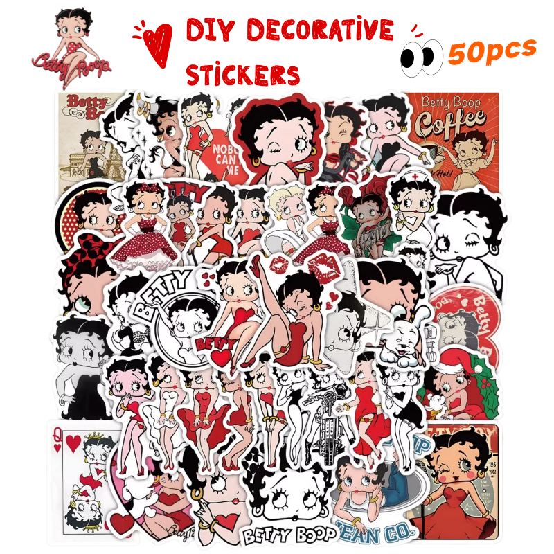 New 50PCS Betty Boop Sticker A - مراجعة Memo Pad Sticky وسعره