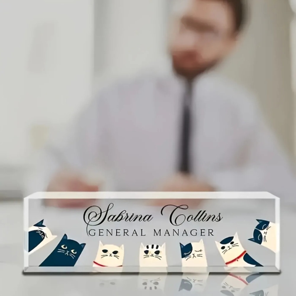 Custom Cat Acrylic Desk Namepl - مراجعة Desk Name Plate وسعره