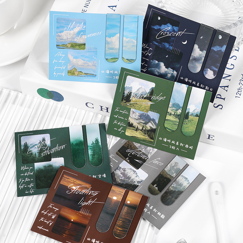 2 Pcs/set Beautiful Scenery Ma - مراجعة Bookmark Magnetic Clip وسعره