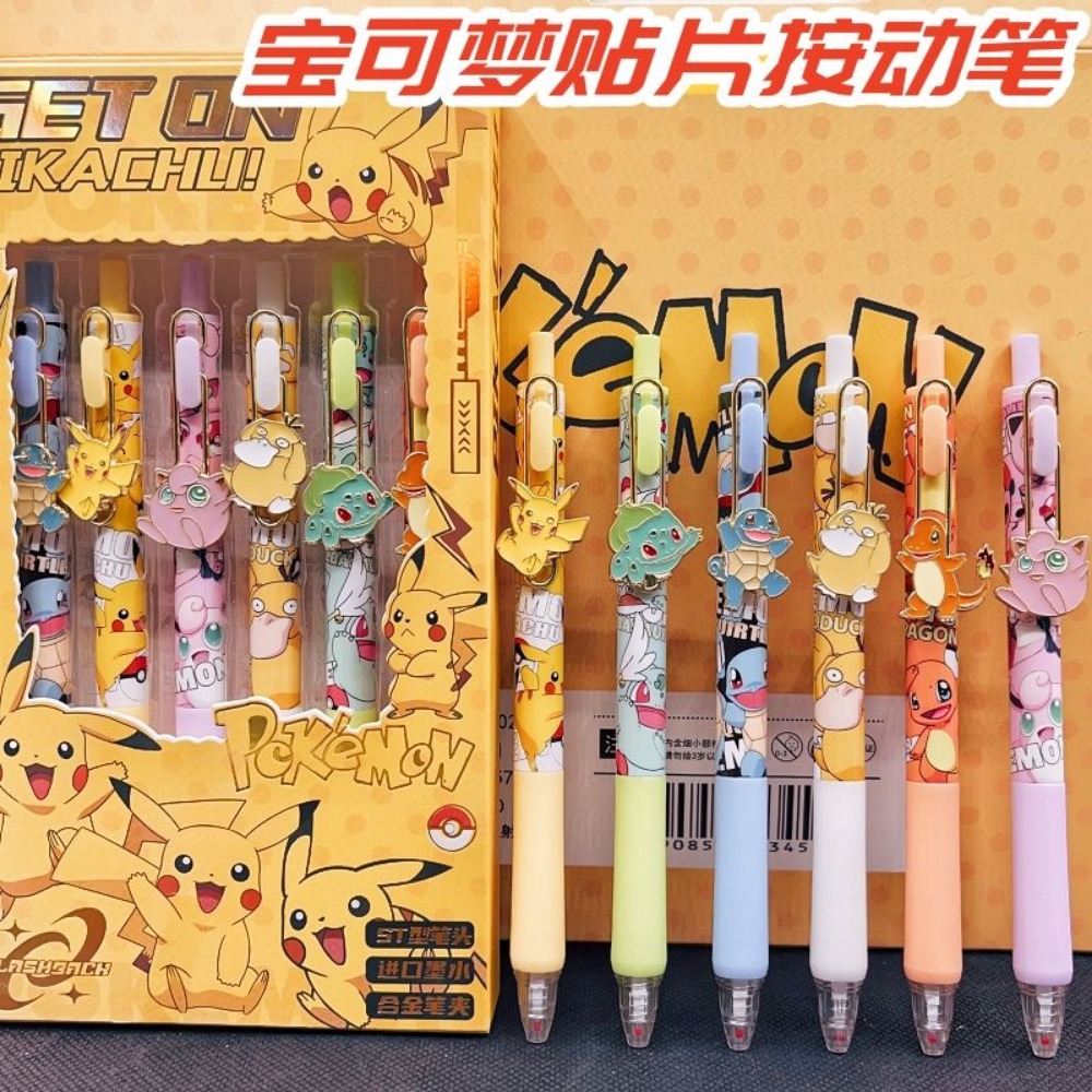 6pcs Pokemon Patch Press Pen S - مراجعة Office Supply Office Stationery Items وسعره