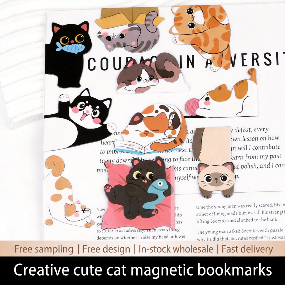 1set Creative Cat Pattern Magn - مراجعة Bookmark Magnetic Clip وسعره