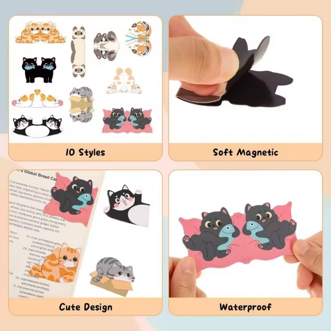 1set Creative Cat Pattern Magn - مراجعة Bookmark Magnetic Clip وسعره