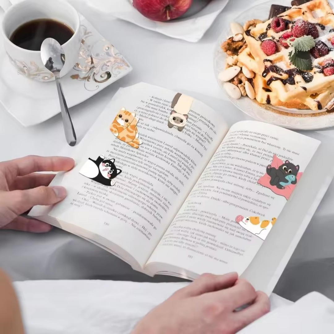 1set Creative Cat Pattern Magn - مراجعة Bookmark Magnetic Clip وسعره